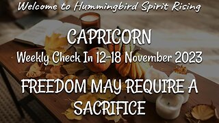 CAPRICORN Weekly Check In 12-18 November 2023 - FREEDOM MAY REQUIRE A SACRIFICE