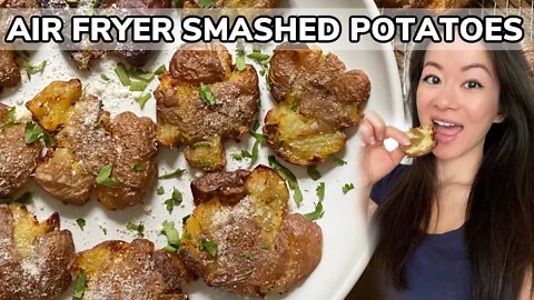 🥔 CRISPY Air Fryer Smashed Potatoes Recipe (Step Aside, Fries!) 空氣炸薯仔 | Rack of Lam