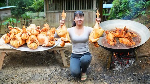 Harvesting Chickens and Cook Whole Fried Chicken Go To Countryside Market Sell - Free Bushcraft