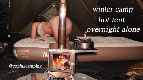 SOLO GIRL CAMPING - OVERNIGHT ALONE in the pine hills - RELAXING SATISFYING in a cozy tent