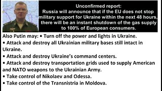 Russian Gas to be 100% cut off if WokeEU continues military support to Ukr Regime-Update Oct 3, 2022