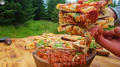 By far the best PIZZA you've ever eaten (CAMPING, ASMR, Relaxing Sounds)