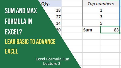 Excel: SUM & MAX Formulas Knowledge in Hindi Ms Excel Formulas Tutorial Part 3 #excel_formula_fun