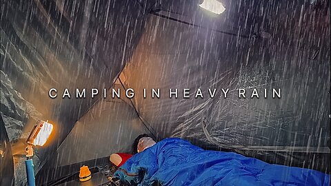 SOLO CAMPING • CAMPING IN HEAVY RAIN • RELAXING AND SLEEPING WITH RAIN SOUNDS • ASMR