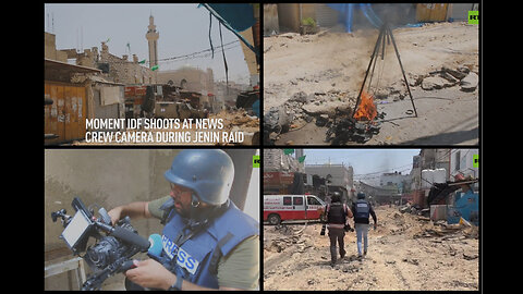 Moment Israel IDF shoots at news crew camera during Jenin raid