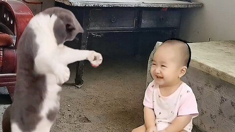 Cute Baby with Cat.