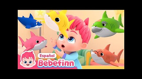 Cinco Pequeños Tiburones🦈 | Tiburón Bebé Du Ru Du Ru | Canciones Infantiles | Bebefinn en español