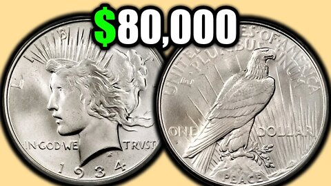 BIG SILVER DOLLAR COINS WORTH MONEY!! 1934 PEACE DOLLAR COIN VALUES