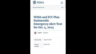 FEMA Will be testing the SYSTEM! EMERGENCY ALERTS.. 4th October 2023