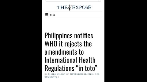 On Tuesday, the House of Representatives of the Republic of the Philippines passed a resolution rejecting the WHO's amendments to the International Health Regulations.