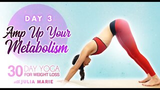Yoga for Weight Loss Julia Marie: Boost Metabolism & Lean Muscle ♥ Cardio Workout Beginners | Day 3