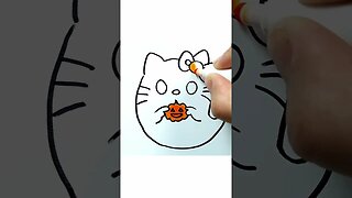 How to Draw and Paint Hello Kitty as a Special Halloween Ghost