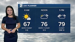 Today's Forecast: A warm and breezy day, with thunderstorms late this evening