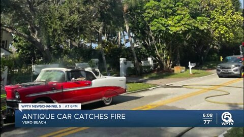 Antique car catches fire in Vero Beach
