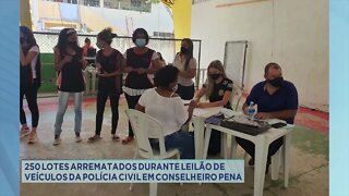 250 lotes arrematados durante leilão de veículos da Polícia Civil em Conselheiro Pena