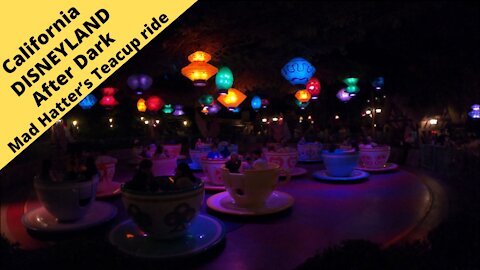 California Disneyland Mad Hatter’s Teacup ride after dark