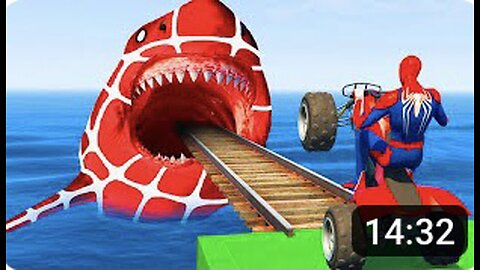 GTA 5 Crazy Ragdolls Spiderman On Rainbow Spiders Bridge (Spiderman Fails Shark Jumps)