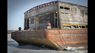 Drone flight abandoned barges