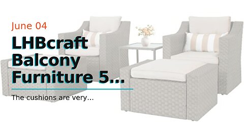 LHBcraft Balcony Furniture 5 Piece Patio Conversation Set, PE Wicker Rattan Outdoor Lounge Chai...