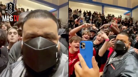 DJ Khaled Is Swarmed By Students At H.S. Basketball Game! 🏀