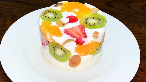 Fruit Yogurt Jelly Cake Recipe | Just Need Fruit and Yogurt Make This Delicious Dessert