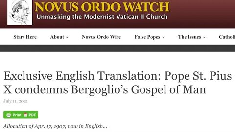 Pope St. Pius X Condemns Bergoglio’s Gospel of Man