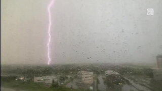 Watch as these bolts of lighting strike the ground at high speeds