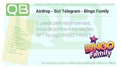 Airdrop - Bot Telegram - Bingo Family - 10 BFGT (Play2Earn) - 10/06/2022