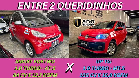 ENTRE 2 CARROS - SMART FORTWO COUPE X VOLKSWAGEN UP TSi MOVE - TURBOS, COMPACTOS E ECONOMICOS