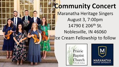 Maranatha Heritage Singers Live at Prairie Baptist, August 3 2023