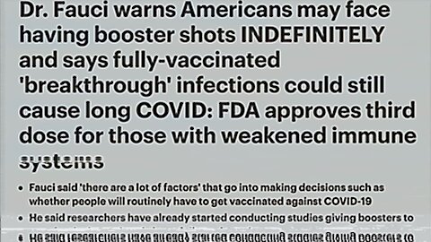 Dr. Anthony Fauci: "Americans May Face Having Boosters Shots INDEFINITELY." | 16.08.2021