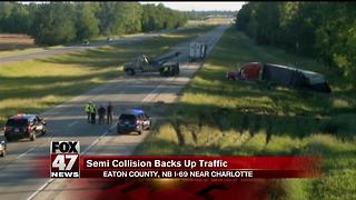 Northbound Interstate 69 in Charlotte closed due to semi-truck crash