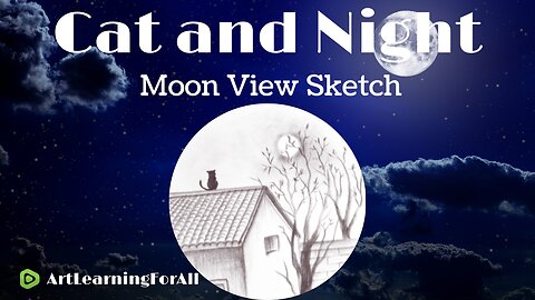 Moonlit Serenity: Cat and Night Sky Sketch 🌙🐱