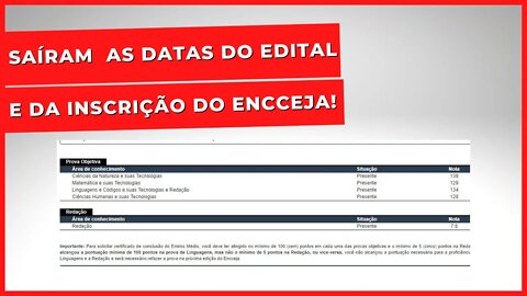 ⚠️ SAÍRAM AS DATAS DO EDITAL E DA INSCRIÇÃO DA PROVA DO ENCCEJA!