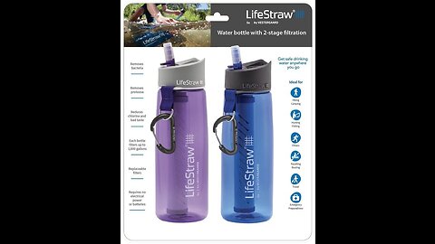 Purewell Filtered Water Bottle BPA Free with 4-Stage Integrated Filter Straw for Camping, Hikin...