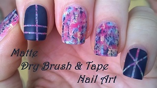 Matte dry brush tape nail art