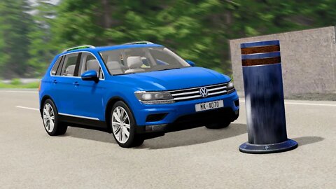 Volkswagen Tiguan vs Bollard – BeamNG.Drive