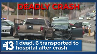 1 dead, 6 transported to hospital after deadly crash in Las Vegas