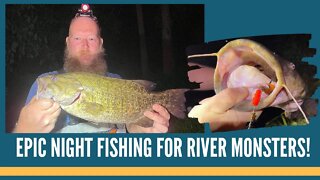 Epic Night Fishing For River Monsters / Night Fishing For Bass In Summer / Flathead Catfish Fishing