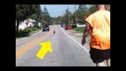 When A Man Spotted This Small Child Standing On A Busy Road, He Got Out Of The Car And Approached