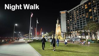 Daytona Beach Night Walk - Boardwalk and Main Street Pier - 4K USA Florida