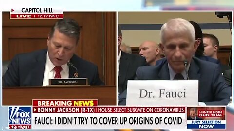 Dr. Fauci | "You & NIH Had a Lot to Lose If the American People Were to Discover That COVID-19 Was Most Likely Leaked & You Via Eco Health Alliance & Daszak Actually Funded This Research." - Congressman Ronny Jackson