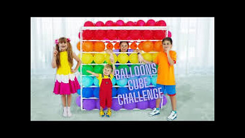 Diana and Roma Balloons Cube Challenge