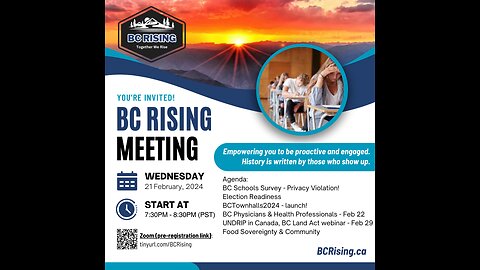 BC Rising - Wed, Feb 21, 2024 Meeting - BC School Surveys, BCTownhalls2024 Launch