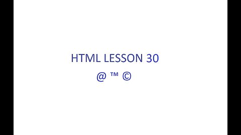 HTML Lesson 30