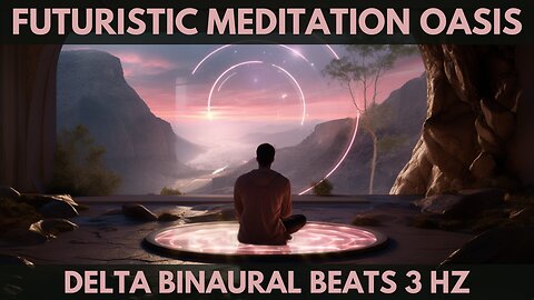 1 Hour of Relaxing Music for Deep Sleep in a futuristic meditation oasis, Delta Binaural Beats 3 Hz