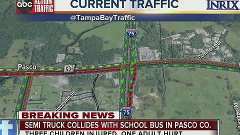 Semi truck collides with school bus in Pasco County