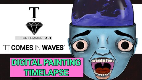 "it comes in waves" digital painting timelapse by Tony Diamond