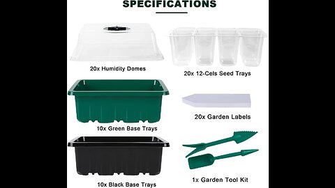 Seed Starter Tray Kit, 20 Packs Seed Starting Trays with Seedling Tray and Humidity Dome, 240 C...