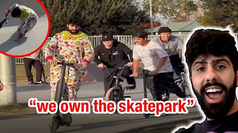 Trolling with E-Scooter At Skate Park